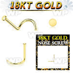 ii3a1e 18kt gold nose screw 22g plain gold round top