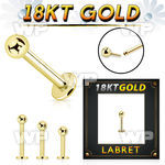 iib44ks 18kt gold threadless press fit labret stud 16g ball