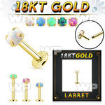 iib45 18kt gold threadless pressfit labret stud 16g cabochon