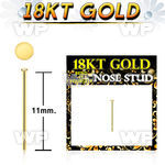 iin3a1e 18kt gold fishtail straight nose stud 22g gold top