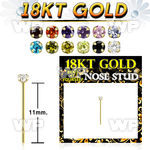 iingje 18kt gold fishtail straight nose stud 22g color cz