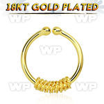 im3wmek8 silver fake septum ring w genuine 18k gold plating w a septum piercing
