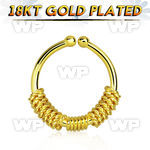 im3wmekw silver fake septum ring w genuine 18k gold plating w thre septum piercing
