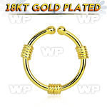 im3wmekx silver fake septum ring w genuine 18k gold plating w thre septum piercing