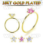 img3jkk 18kt gold finish silver seamless nose ring 22g star