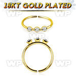 imxj79 gold plated silver nose hoop w three 1.5mm round crystals