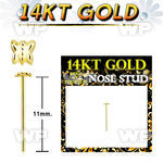 in34r 14kt gold bend it nose stud 2 5mm butterfly shaped top belly piercing