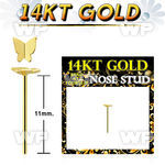 in34rk 14kt gold bend it yourself l shaped nose stud plain gold nose piercing