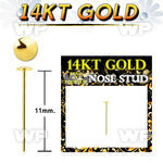 in3a1 14kt gold bend it nose stud 2mm plain gold round shaped belly piercing