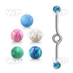 inbop5 steel industrial loop barbell w 5mm synthetic opal balls