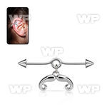 incnd7 steel industrial loop barbell w dangling french mustache
