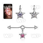 incndz3 steel industrial loop barbell w cone star w round cz 