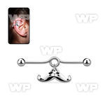 indd12 steel industrial loop barbell w dangling happy mustache
