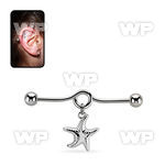 indd16 steel industrial loop barbell w ball dangling starfish