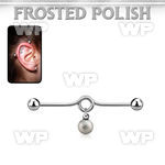 inddfo6 steel industrial loop barbell wdangling 6mm frosted ball