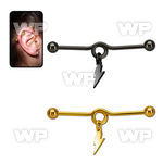 indtd14 black industrial loop barbell w balls lightning symbol