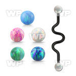 intaop5 anodized industrial zig zag barbell synthetic opal ball