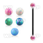 intop5 anodized industrial barbell w 5mm synthetic opal balls