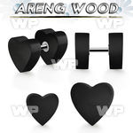 iparht areng wood fake plug in heart shape with 316l steel post