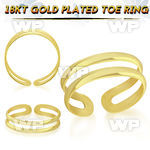 irl9y 18kt gold finish silver adjustable toe ring two bands