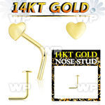 iu3xr 14kt gold l shaped nose pin 22g plain heart