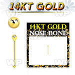 iu44e 14kt gold nose bone 1 5mm plain gold ball shaped top nose piercing
