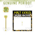 iu4iw0 14kt gold nose bone 2mm prong set genuine peridot stone nose piercing