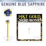 iu4iw9 14kt gold nose bone 2mm prong set genuine blue sapphire nose piercing