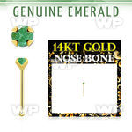 iu4iwep 14kt gold nose bone 2mm prong set genuine emerald stone nose piercing