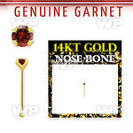 iu4iwk 14kt gold nose bone 2mm prong set genuine garnet stone nose piercing