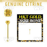 iu4iwy 14kt gold nose bone 2mm prong set genuine citrine stone nose piercing