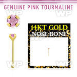 iu4iwz 14kt gold nose bone 2mm prong set genuine pink tourmalin nose piercing