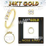 iux7j 14kt gold seamless nose ring 20g crystal tops curved