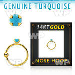 ixiwl 14kt nasal hoop claw set natural turquoise stone