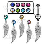 j12s9z ion plated steel belly ring l dangling bird wing length belly piercing