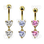 j1igskt gold ion plated 316l steel belly ring w 8mm heart shaped belly piercing