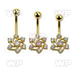 j1igz0l gold ion plated 316l steel belly ring lower swirl flower belly piercing