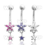j61gzst steel belly ring cz star design on the lower small dangl belly piercing