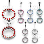 j61ka1 steel belly ring lower disk crystals dangling crystal belly piercing