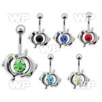 j61mt steel belly ring dangling intertwined dolphin crystal cen belly piercing