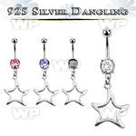 j61q1t steel belly ring w dangling silver 925 star belly piercing