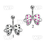 j61s90 steel belly ring lower color painted bow cute dots belly piercing
