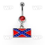 j61sss steel belly ring w dangling painted confederate flag leng belly piercing