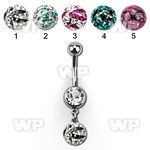 j61yky6 steel belly ring w 8mm press fit lower jewel ball dangl belly piercing