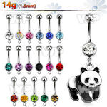 j61ytt steel belly ring w dangling painted p a shaped dangling belly piercing