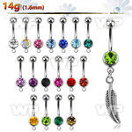j61yzt steel belly ring 8mm press fit lower jewel ball danglin belly piercing