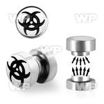 j8mez steel magnetic fake plup bio hazard logo size 8mm ear lobe piercing