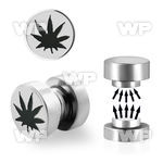 j8my steel magnetic fake plup marijuana logo size 8mm belly piercing