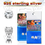 ji6gs pair of silver fake magnetic ear studs 5mm round clear belly piercing