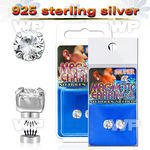 ji6gy pair of silver fake magnetic ear studs 6mm round clear belly piercing